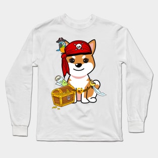 Cute orange dog is a pirate Long Sleeve T-Shirt